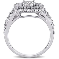 Miabella 1/2 Carat T.W. Diamond 10K White Gold Double Halo Engagement Ring