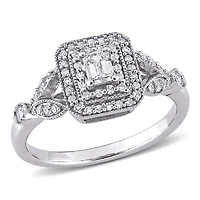 Miabella Bague de fiançailles filigrane en or blanc 10K avec diamant 1/2 carat P.T.