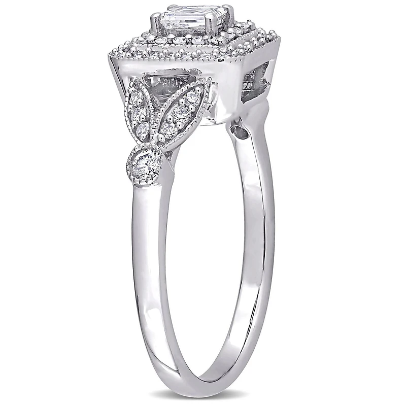 Miabella 1/2 Carat T.W. Diamond 10K White Gold Halo Filigree Engagement Ring