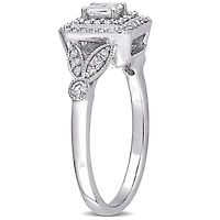 Miabella 1/2 Carat T.W. Diamond 10K White Gold Halo Filigree Engagement Ring