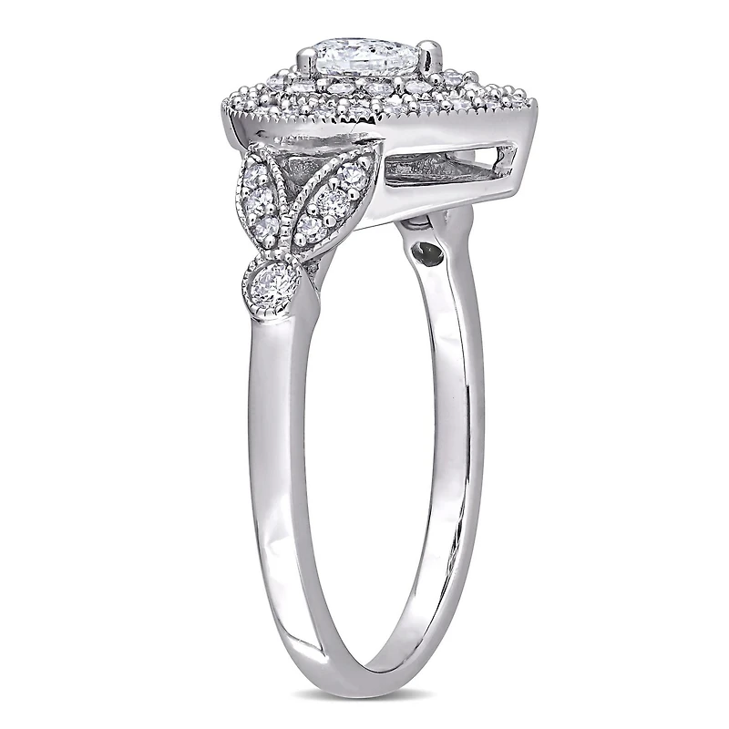 Miabella 1/2 Carat T.W. Diamond 10K White Gold Halo Filigree Engagement Ring
