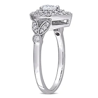 Miabella 1/2 Carat T.W. Diamond 10K White Gold Halo Filigree Engagement Ring