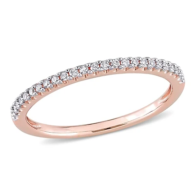 Miabella Bande de mariage en or rose 14K avec diamant de 1/8 carat P.T.