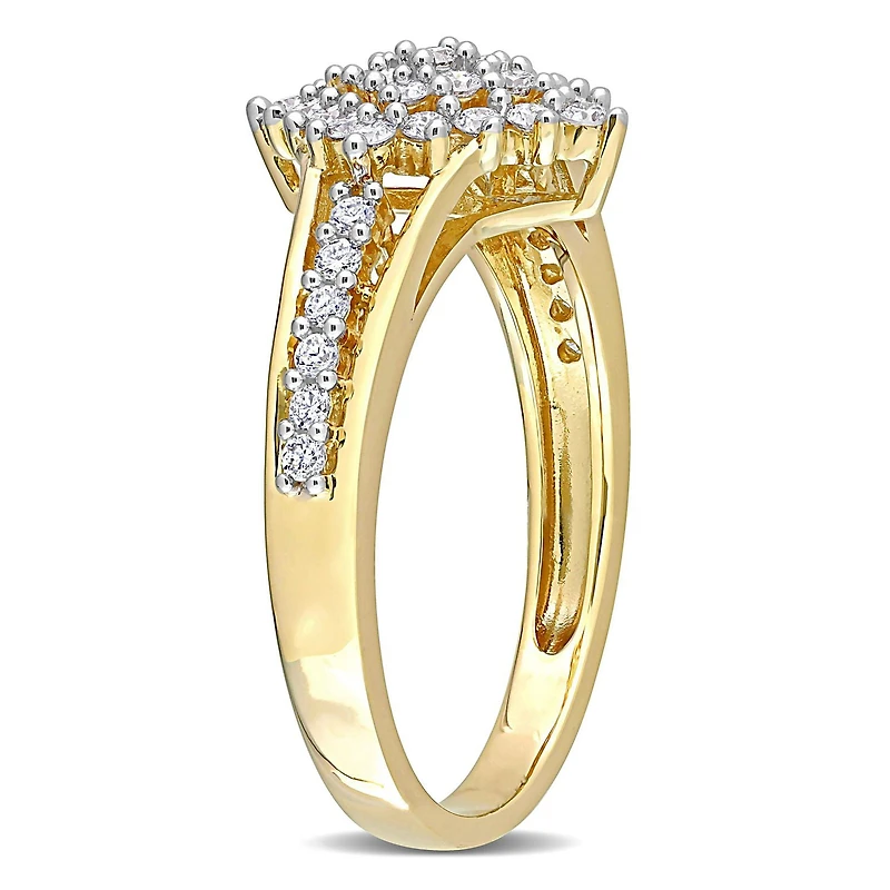 Miabella Bague à grappe tige fendue en or jaune 14K avec diamant 1/2 carat P.T.