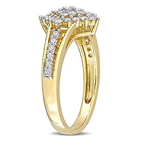 Miabella Bague à grappe tige fendue en or jaune 14K avec diamant 1/2 carat P.T.