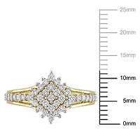 Miabella 1/2 Carat T.W. Diamond 14K Yellow Gold Split Shank Cluster Ring
