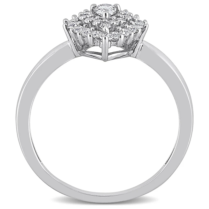 Miabella Bague de fiançailles a goutte d'eau graduée en or blanc 14K avec diamant 1/2 carat P.T.