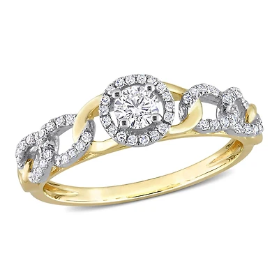 Miabella 1/3 Carat T.W. Diamond 10K Yellow Gold Oval Link Halo Engagement Ring