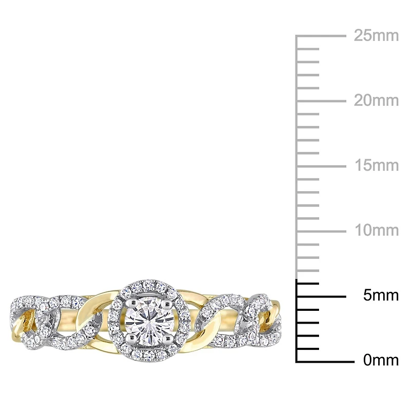 Miabella Bague de fiançailles Halo a maillon en or jaune 10K avec diamant 1/3 Carat P.T.