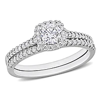 Miabella Ensemble de Bague mariage a Halo en or blanc 14K avec diamants de 3/4 Carat P.T.