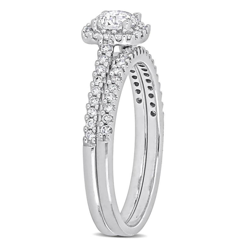 Miabella Ensemble de Bague mariage a Halo en or blanc 14K avec diamants de 3/4 Carat P.T.