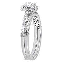 Miabella Ensemble de Bague mariage a Halo en or blanc 14K avec diamants de 3/4 Carat P.T.