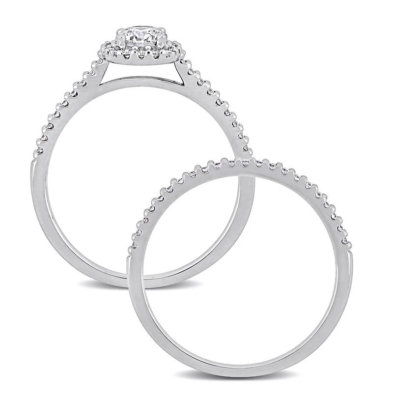 Miabella Ensemble de Bague mariage a Halo en or blanc 14K avec diamants de 3/4 Carat P.T.