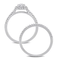 Miabella Ensemble de Bague mariage a Halo en or blanc 14K avec diamants de 3/4 Carat P.T.