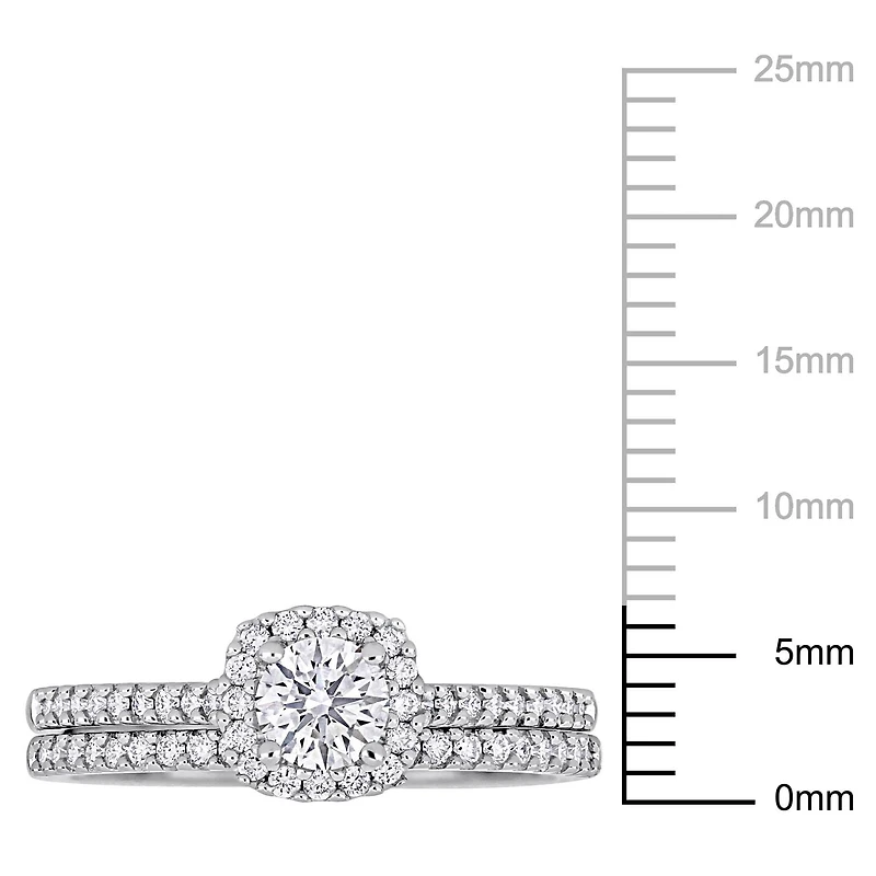 Miabella Ensemble de Bague mariage a Halo en or blanc 14K avec diamants de 3/4 Carat P.T.