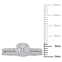 Miabella Ensemble de Bague mariage a Halo en or blanc 14K avec diamants de 3/4 Carat P.T.