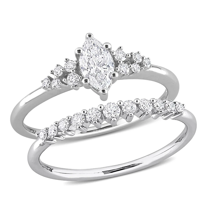 Miabella 3/4 Carat T.W. Diamond 14K White Gold Bridal Ring Set