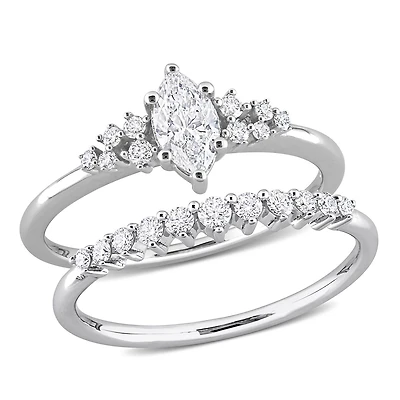 Miabella 3/4 Carat T.W. Diamond 14K White Gold Bridal Ring Set
