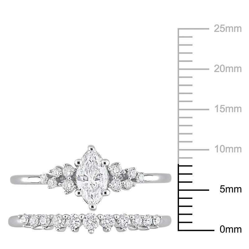 Miabella 3/4 Carat T.W. Diamond 14K White Gold Bridal Ring Set