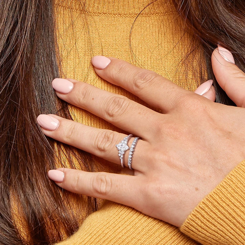 Miabella 3/4 Carat T.W. Diamond 14K White Gold Bridal Ring Set