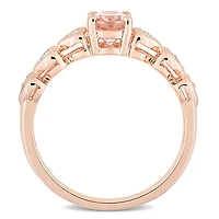 Miabella Bague à cœur ovale en argent sterling plaqué rose avec morganite et topaze blanche 7/8 carats P.P.T