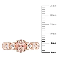 Miabella 7/8 Carat T.G.W. Morganite and White Topaz Rose-Plated Sterling Silver Oval Heart Ring