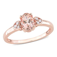 Miabella 3/4 Carat T.G.W. Morganite and Diamond-Accent Rose-Plated Sterling Silver Promise Ring