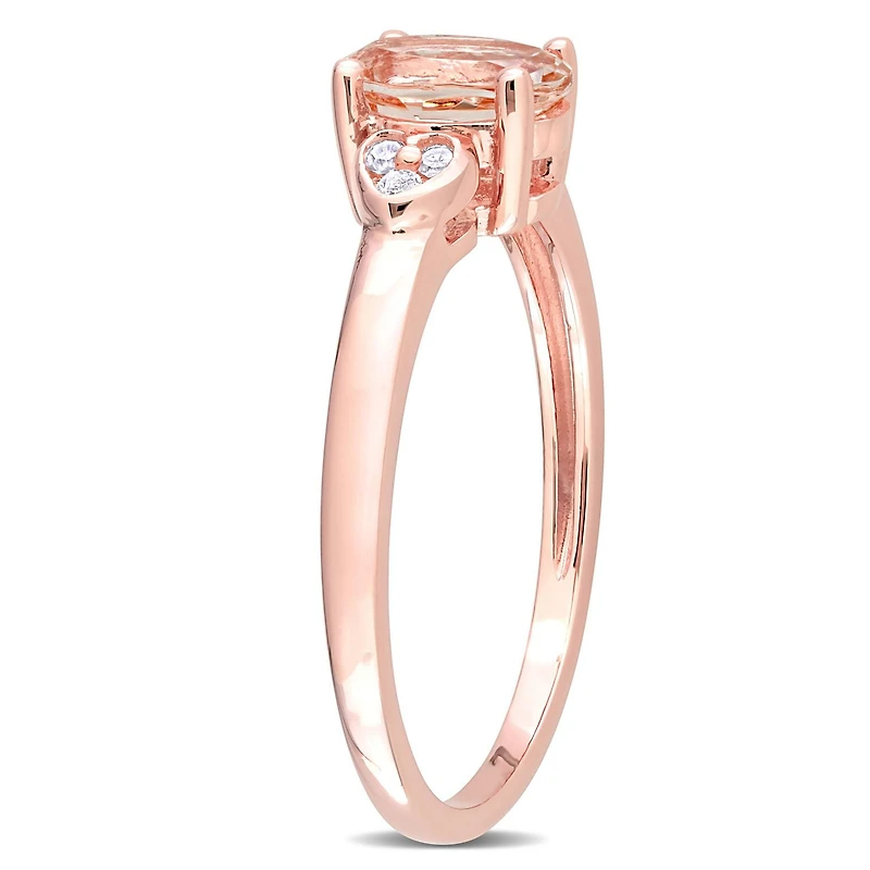 Miabella Bague de promesse en argent sterling plaqué rose avec Morganite 3/4 de carats p.p.t. et accent de diamants