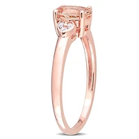 Miabella Bague de promesse en argent sterling plaqué rose avec Morganite 3/4 de carats p.p.t. et accent de diamants