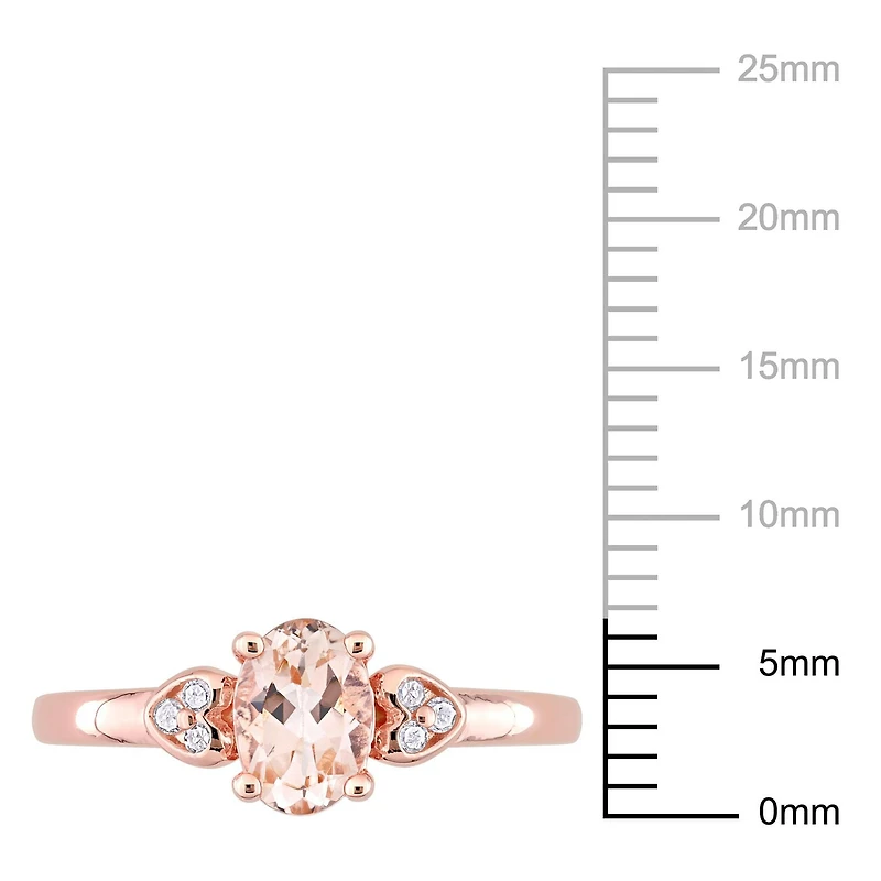 Miabella 3/4 Carat T.G.W. Morganite and Diamond-Accent Rose-Plated Sterling Silver Promise Ring