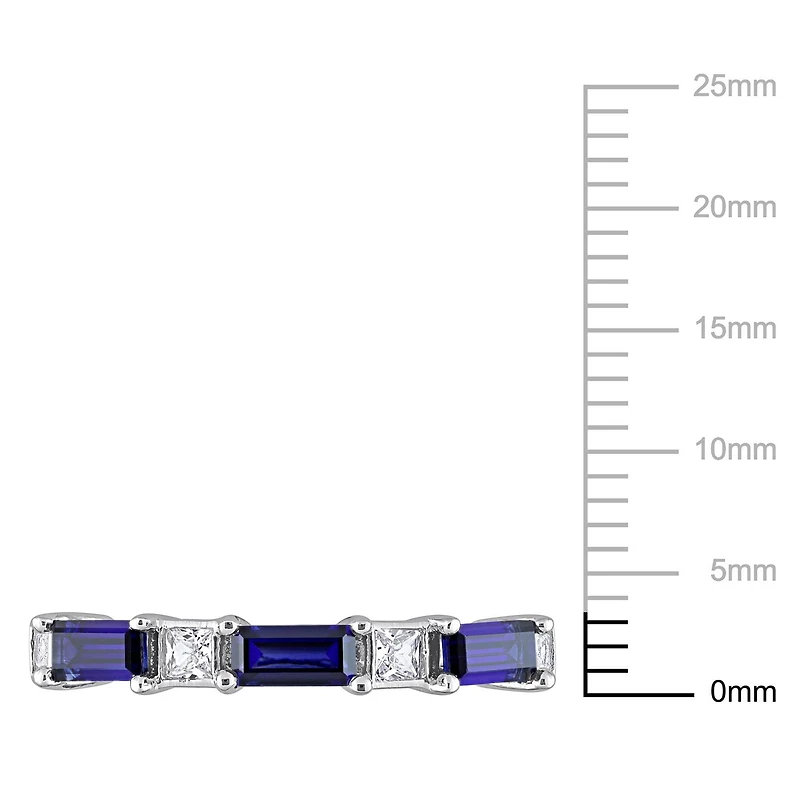 Miabella 1-3/8 Carat T.G.W. Created Blue and White Sapphire Sterling Silver 5-Stone Ring