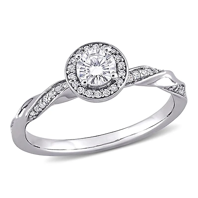 Miabella Bague de fiançailles torsadée en or blanc 10K avec diamant 1/2 carat P.T.