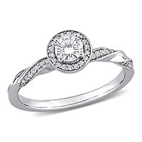 Miabella Bague de fiançailles torsadée en or blanc 10K avec diamant 1/2 carat P.T.