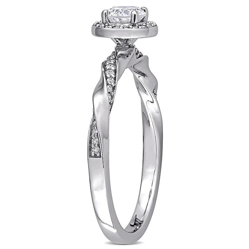 Miabella 1/2 Carat T.W. Diamond 10K White Gold Halo Twist Engagement Ring