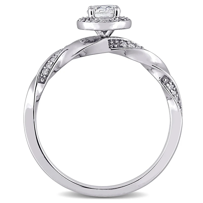 Miabella Bague de fiançailles torsadée en or blanc 10K avec diamant 1/2 carat P.T.