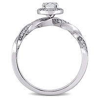 Miabella Bague de fiançailles torsadée en or blanc 10K avec diamant 1/2 carat P.T.