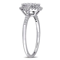 Miabella 1/2 Carat T.W. Diamond 10K White Gold Oval Cluster Engagement Ring