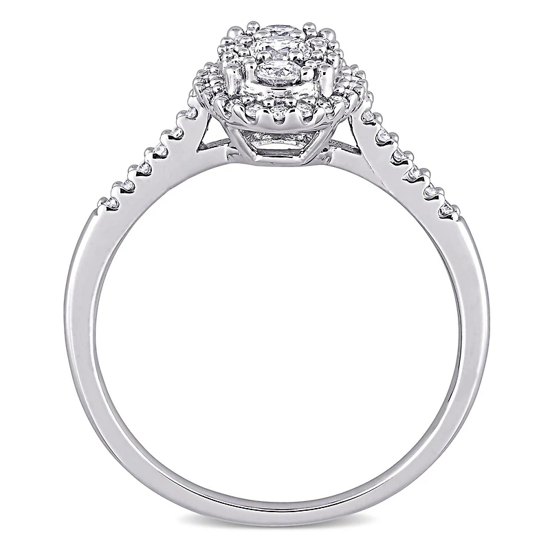 Miabella 1/2 Carat T.W. Diamond 10K White Gold Oval Cluster Engagement Ring