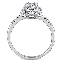 Miabella 1/2 Carat T.W. Diamond 10K White Gold Oval Cluster Engagement Ring