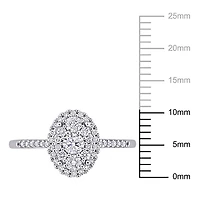 Miabella Bague de fiançailles à grappe ovale en or blanc 10K avec diamants de 1/2 carat P.T.