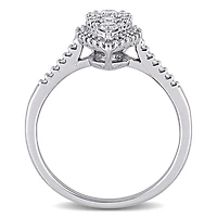 Miabella Bague de fiançailles a grappe de larme halo en or blanc 10K avec diamant 1/2 carat P.T.