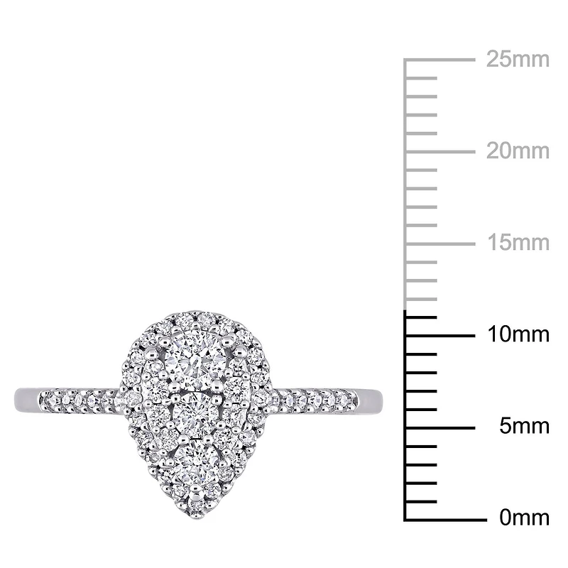 Miabella 1/2 Carat T.W. Diamond 10K White Gold Halo Teardrop Cluster Engagement Ring
