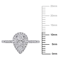 Miabella 1/2 Carat T.W. Diamond 10K White Gold Halo Teardrop Cluster Engagement Ring