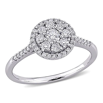 Miabella 1/2 Carat T.W. Diamond 10K White Gold Cluster Engagement Ring