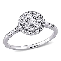 Miabella 1/2 Carat T.W. Diamond 10K White Gold Cluster Engagement Ring