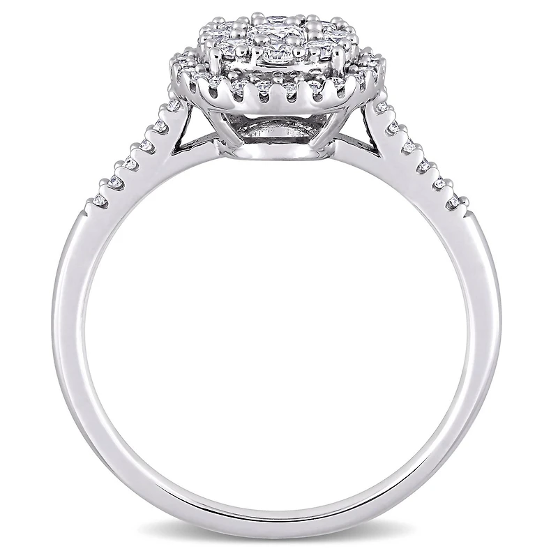Miabella 1/2 Carat T.W. Diamond 10K White Gold Cluster Engagement Ring