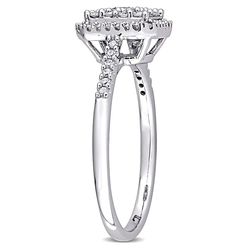 Miabella 1/2 Carat T.W. Diamond 10K White Gold Square Cluster Engagement Ring
