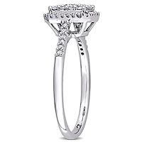 Miabella 1/2 Carat T.W. Diamond 10K White Gold Square Cluster Engagement Ring