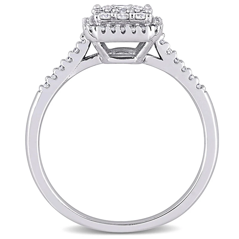 Miabella 1/2 Carat T.W. Diamond 10K White Gold Square Cluster Engagement Ring