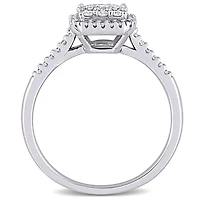Miabella 1/2 Carat T.W. Diamond 10K White Gold Square Cluster Engagement Ring